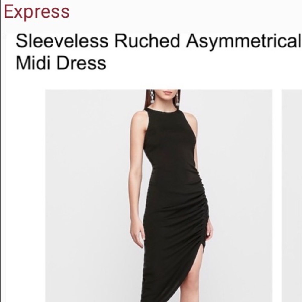 Black Express sleeveless ruched asymmetrical midi